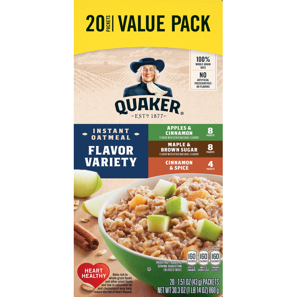 Quaker Instant Oatmeal, Flavor Variety Value Pack, 20 Packets