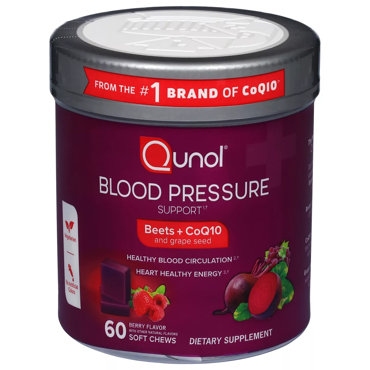 Qunol Beets + CoQ10, Blood Pressure, Soft Chews, Berry Flavor