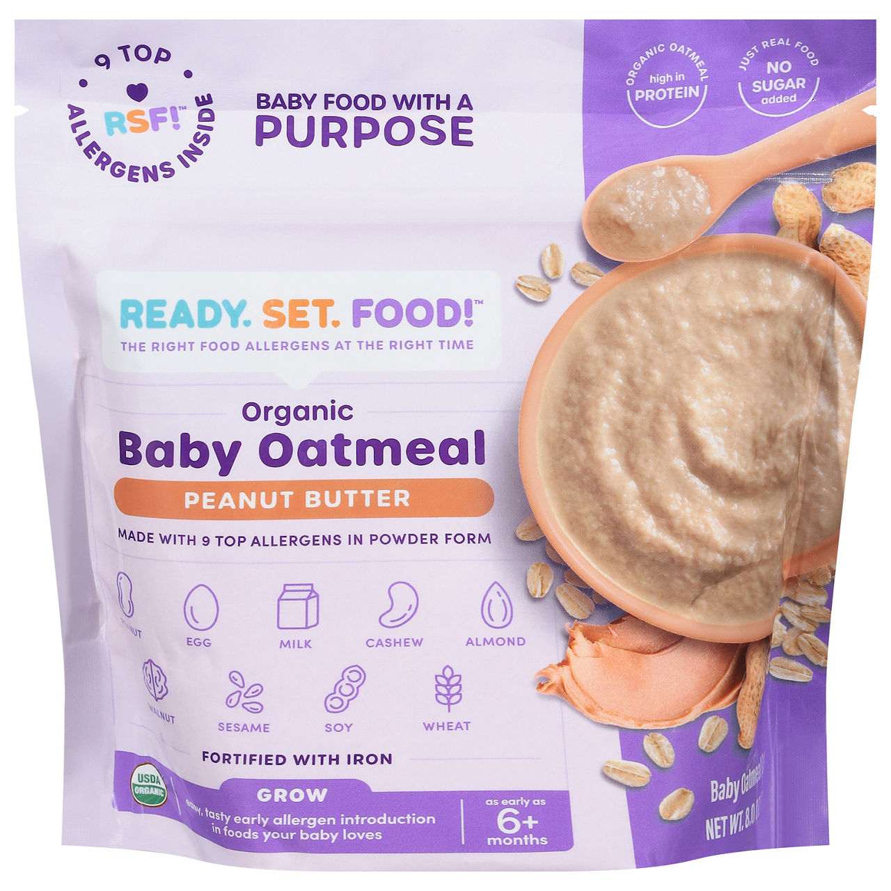 Baby Redy Food Ready, Set, Food! Allergen Introduction Baby Oatmeal, Peanut Butter ...