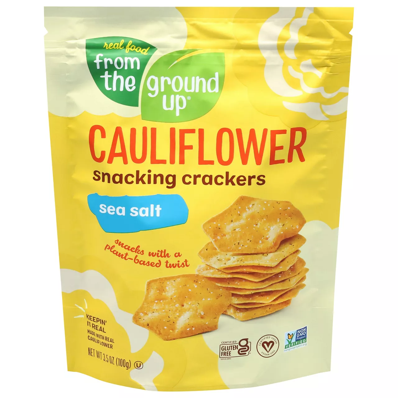 Real Food From The Ground Up Sea Salt Cauliflower Snacking Crackers - Case of 6