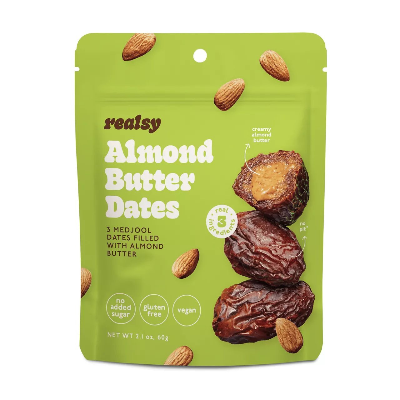 Realsy Foods, Inc. Medjool dates filled with almond butter