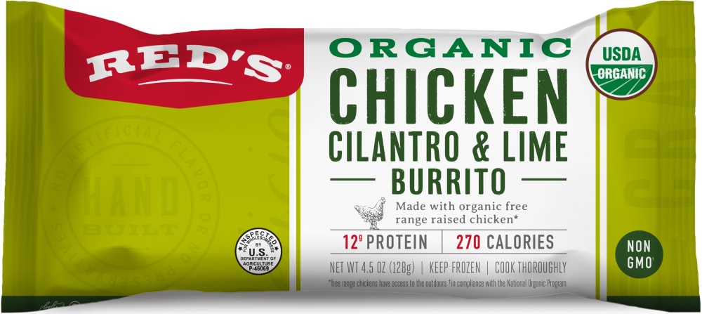 Red's Frozen Organic Chicken, Cilantro & Lime Burrito