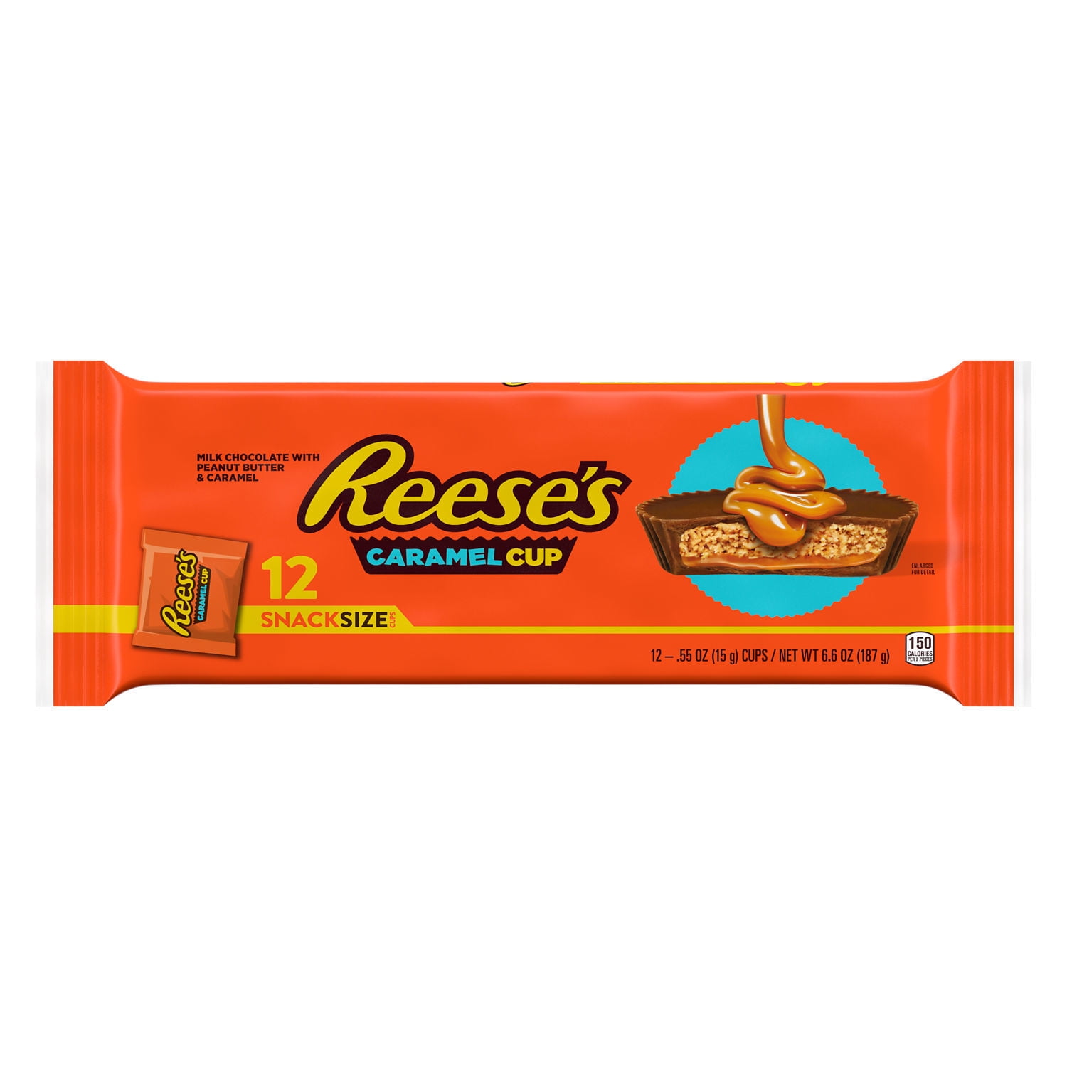 Reese's Caramel Milk Chocolate Snack Size Peanut Butter Cups Candy, Packs