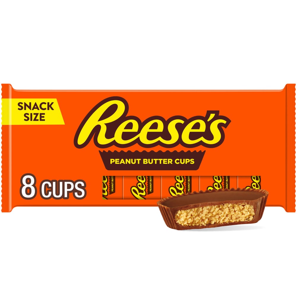 REESE'S Milk Chocolate Peanut Butter Snack Size, Individually Wrapped, Gluten Free Cups Candy Packs