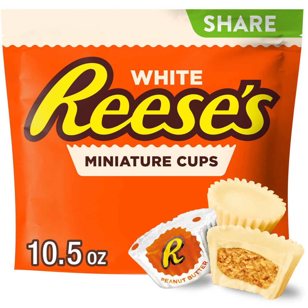Reese's Miniature Cups, White Creme & Peanut Butter, White, Share Size