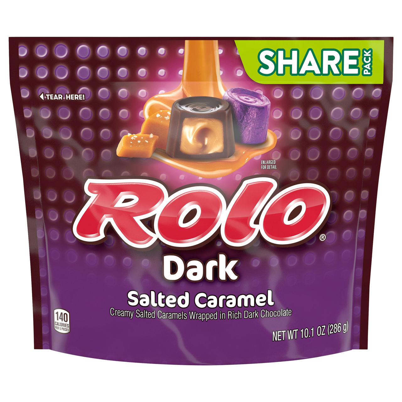 One Rolo Candy ROLO Creamy Salted Caramels Wrapped in Dark Chocolate Candy, Gluten ...