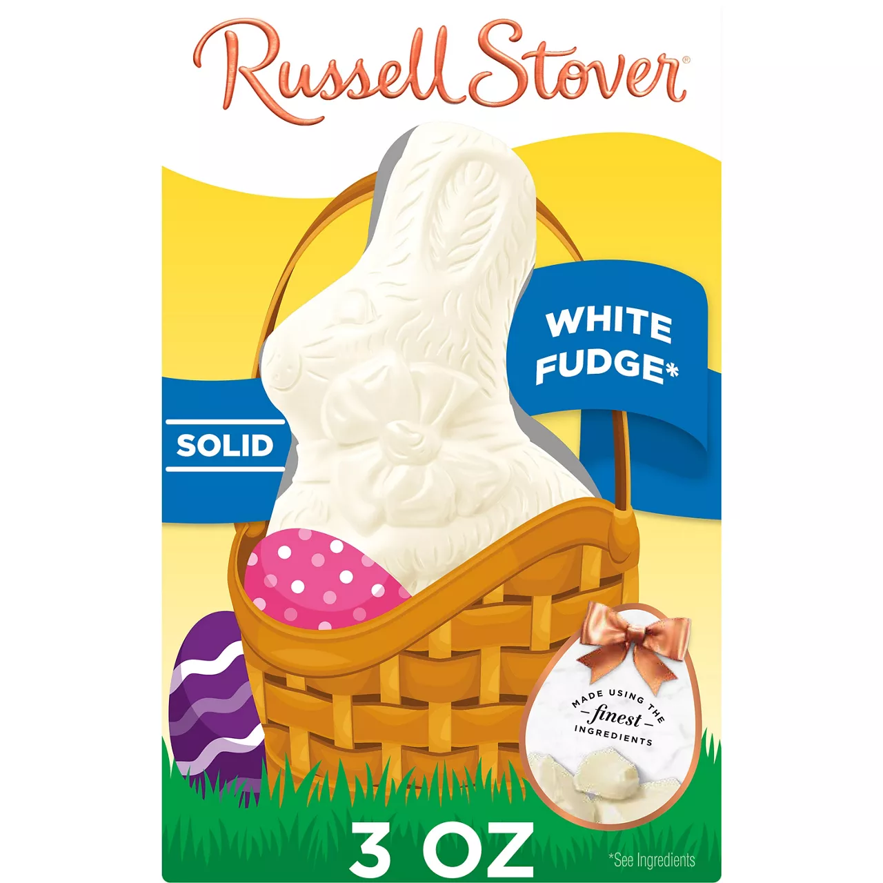 RUSSELL STOVER Easter Solid White Fudge Easter Bunny