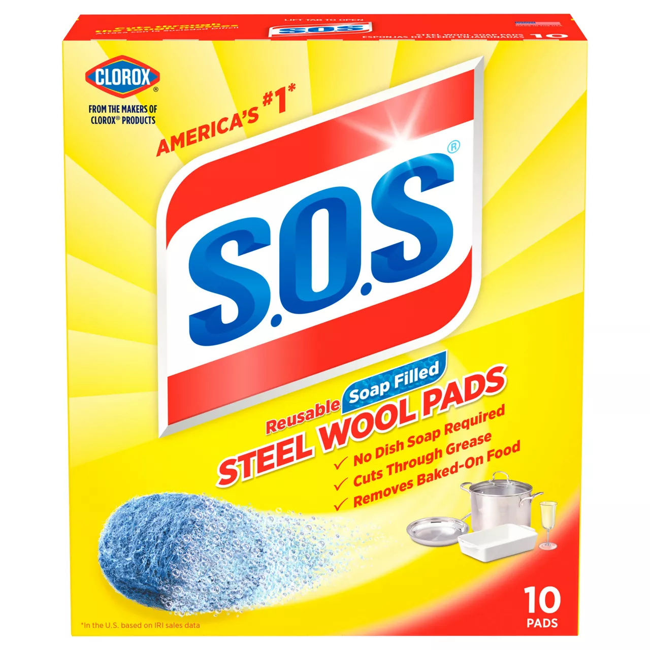 S.O.S Heavy Duty Steel Wool Pads For Multi-Purpose 10 pk