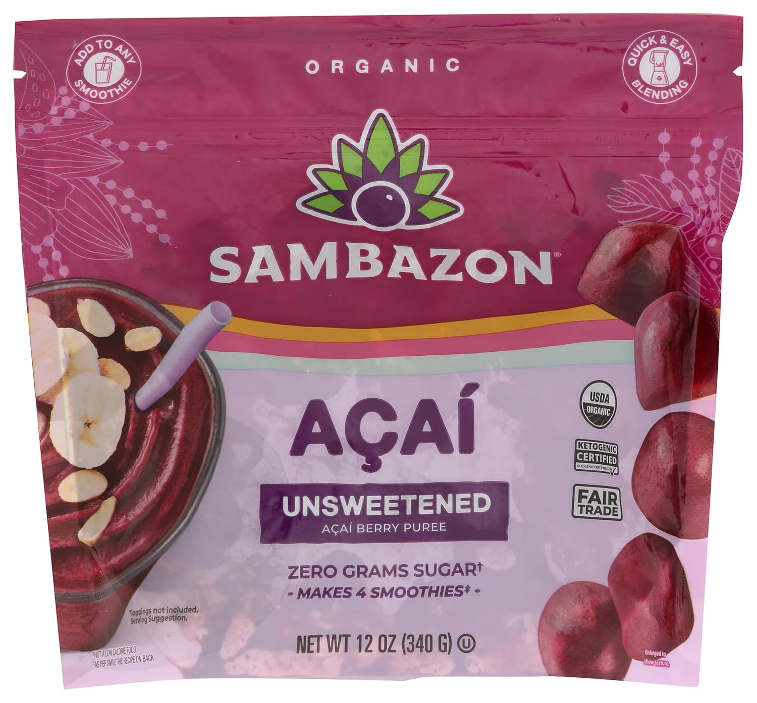 SAMBAZON Organic Unsweetened Acai Berry Puree Smoothie Cubes