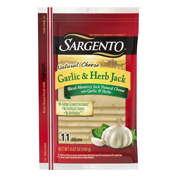 Sargento Natural Cheese Slices Garlic & Herb Jack - 11 CT