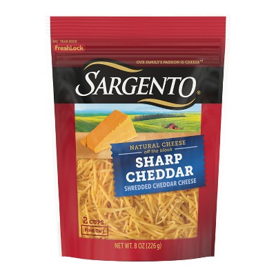 Sargento Off the Block Shredded Cheese, Sharp Cheddar, Fine Cut