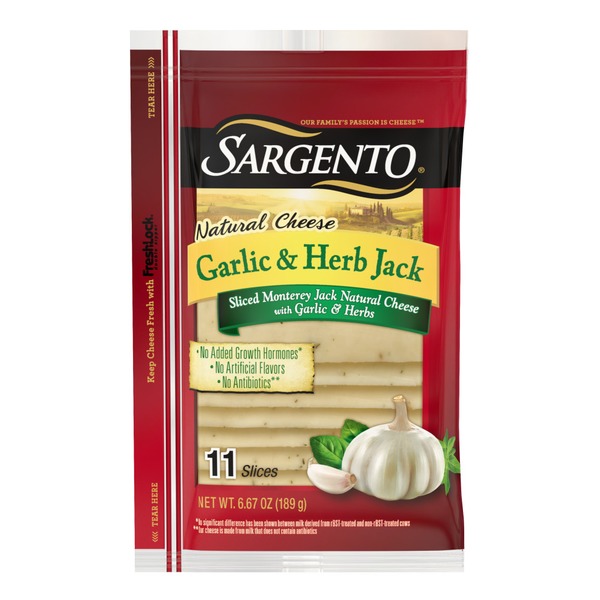 Garlic & Herb Jack Sliced Monterey Jack Natural Cheese