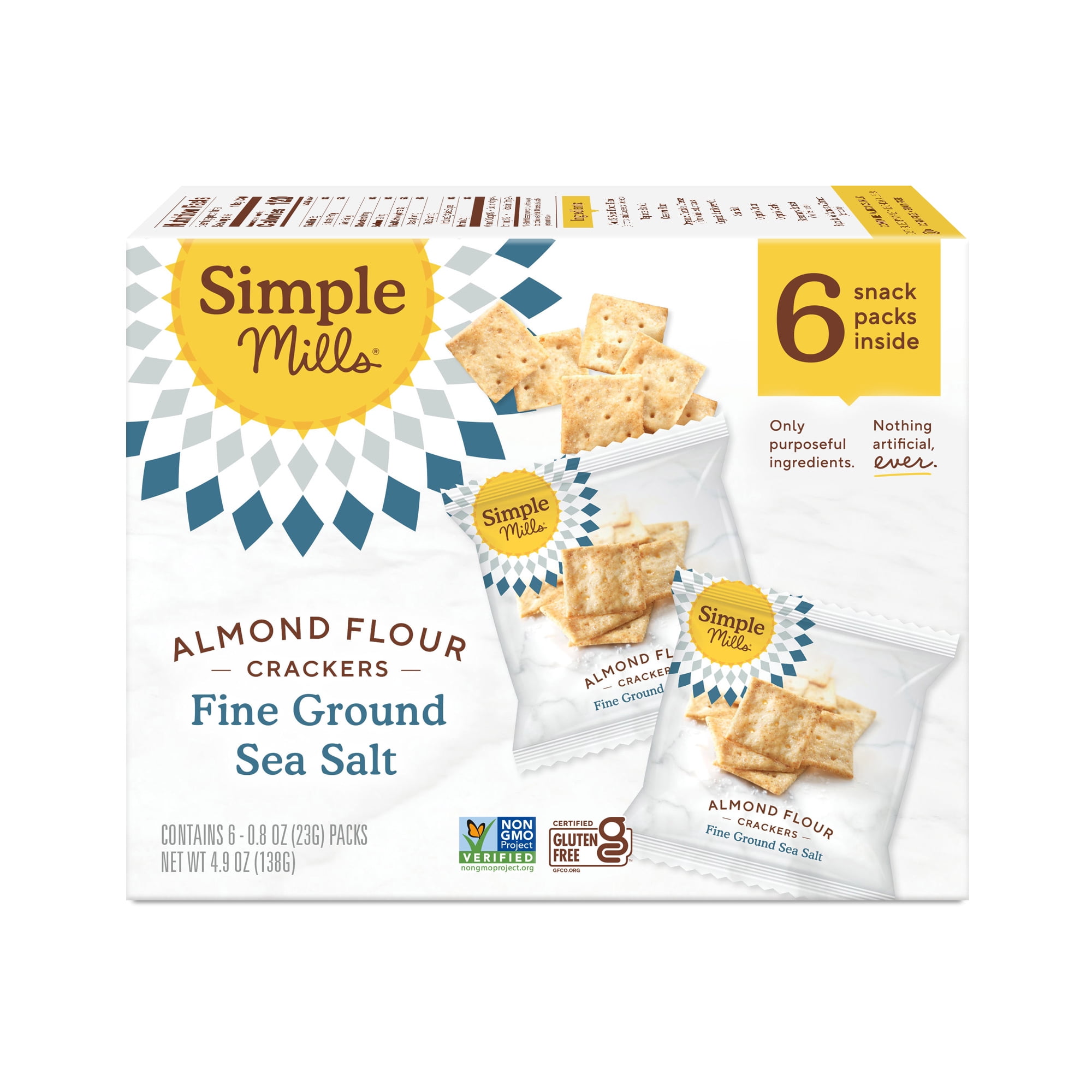 Simple Mills Almond Flour Crackers, Fine Ground Sea Salt Snack Crackers ...