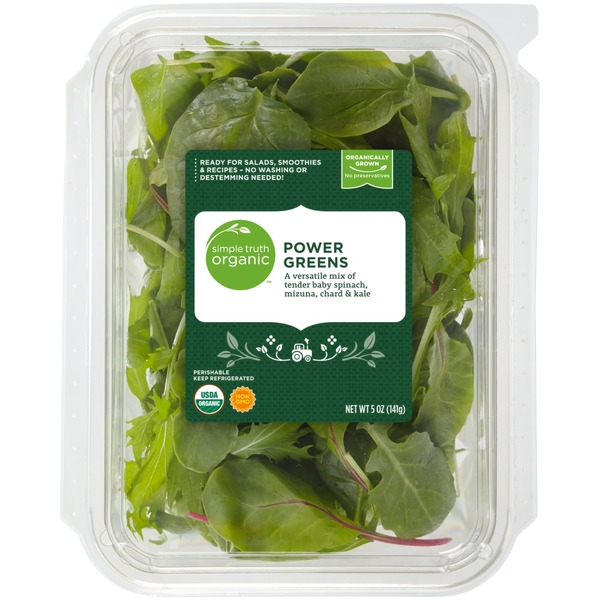 Simple Truth Organic, Power Greens, A Versatile Mix Of Tender Baby Spinach, Mizuna, Chard & Kale