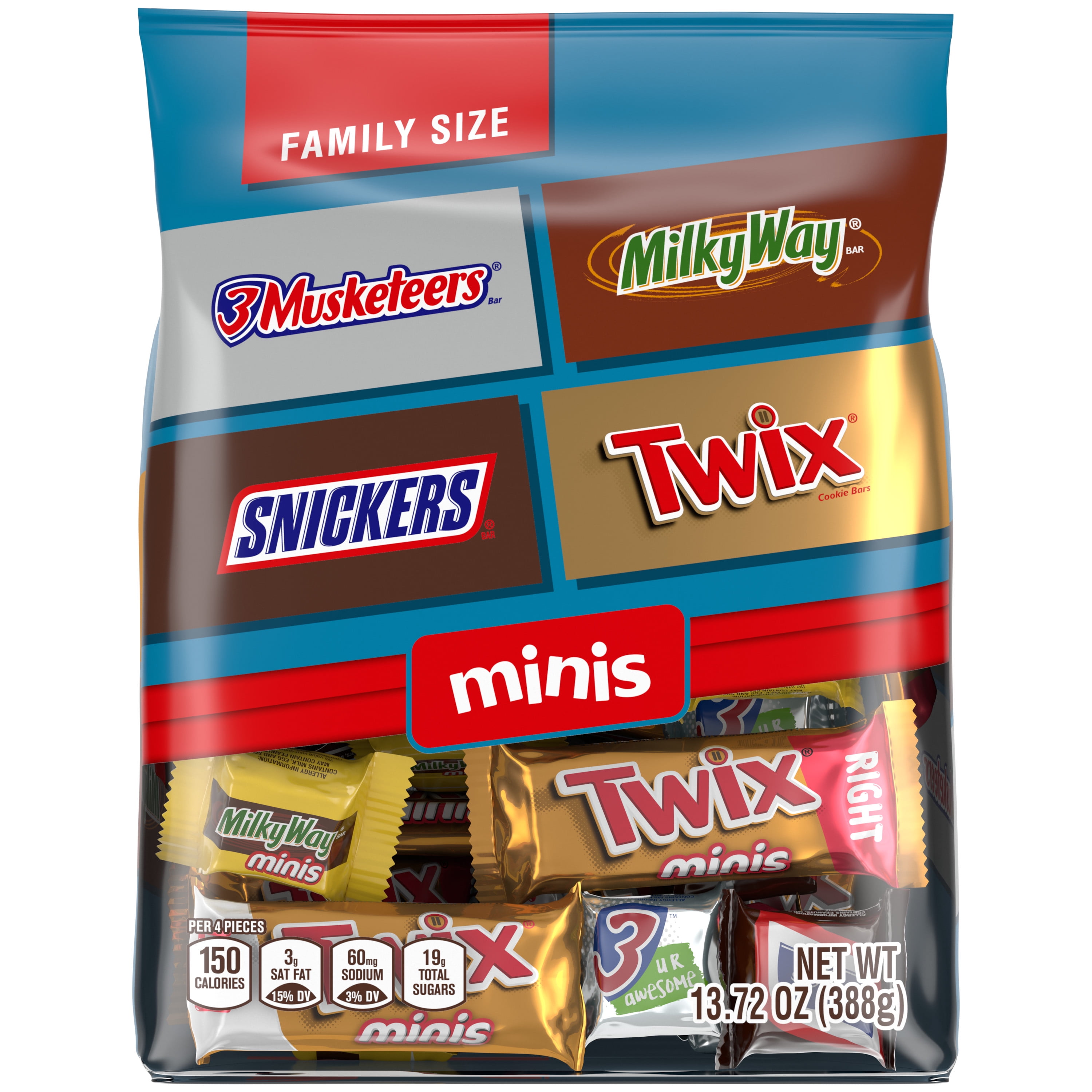 Snickers, Twix & More Minis Chocolate Candy Bars, Family Size