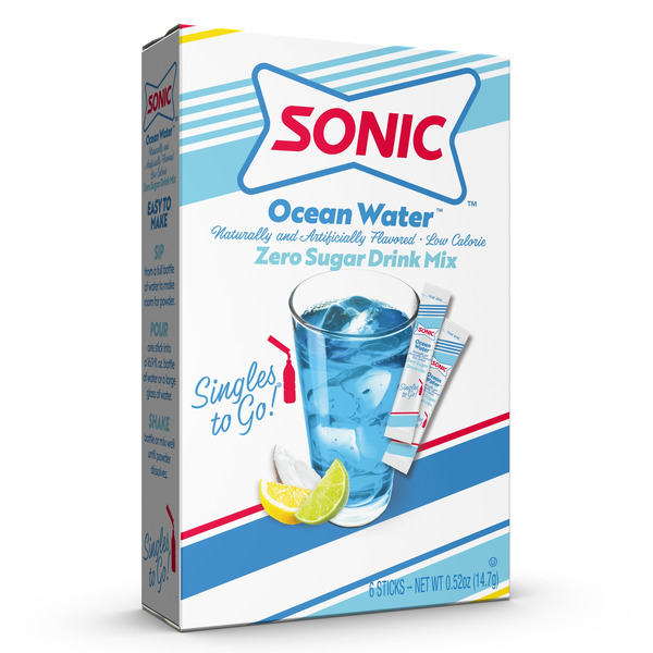 Sonic Zero Sugar Singles-to-Go Powdered Drink Mix, Ocean Water, 6 Count Packets
