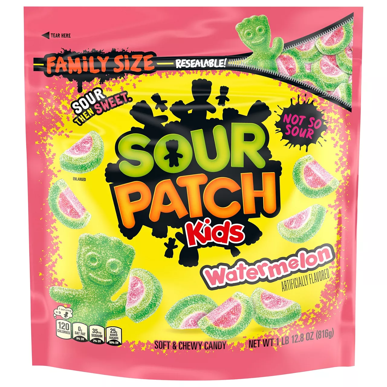 SOUR PATCH KIDS Watermelon Soft & Chewy Candy, Family Size
