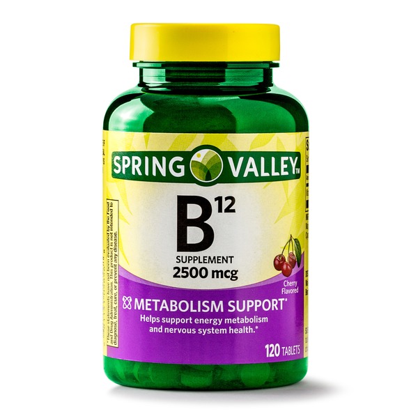 Spring Valley Sublingual B12 Vitamin Supplement Microlozenges, 2500mcg, 120 count