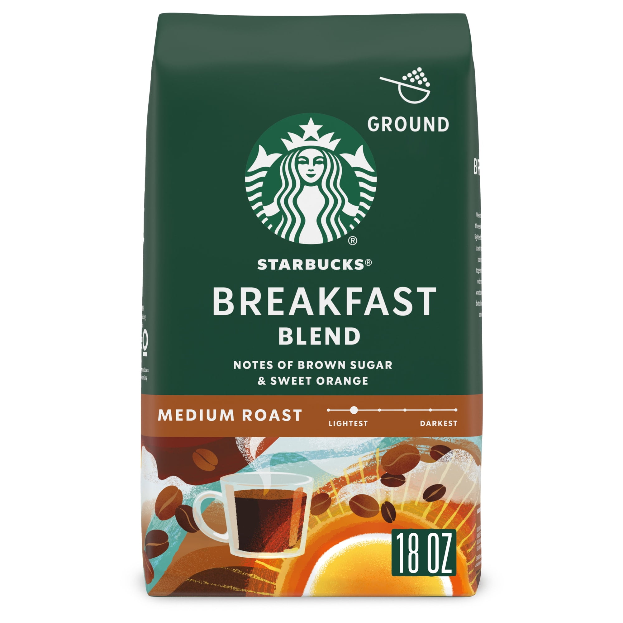 Starbucks Coffee, 100% Arabica, Ground, Medium Roast, Breakfast Blend