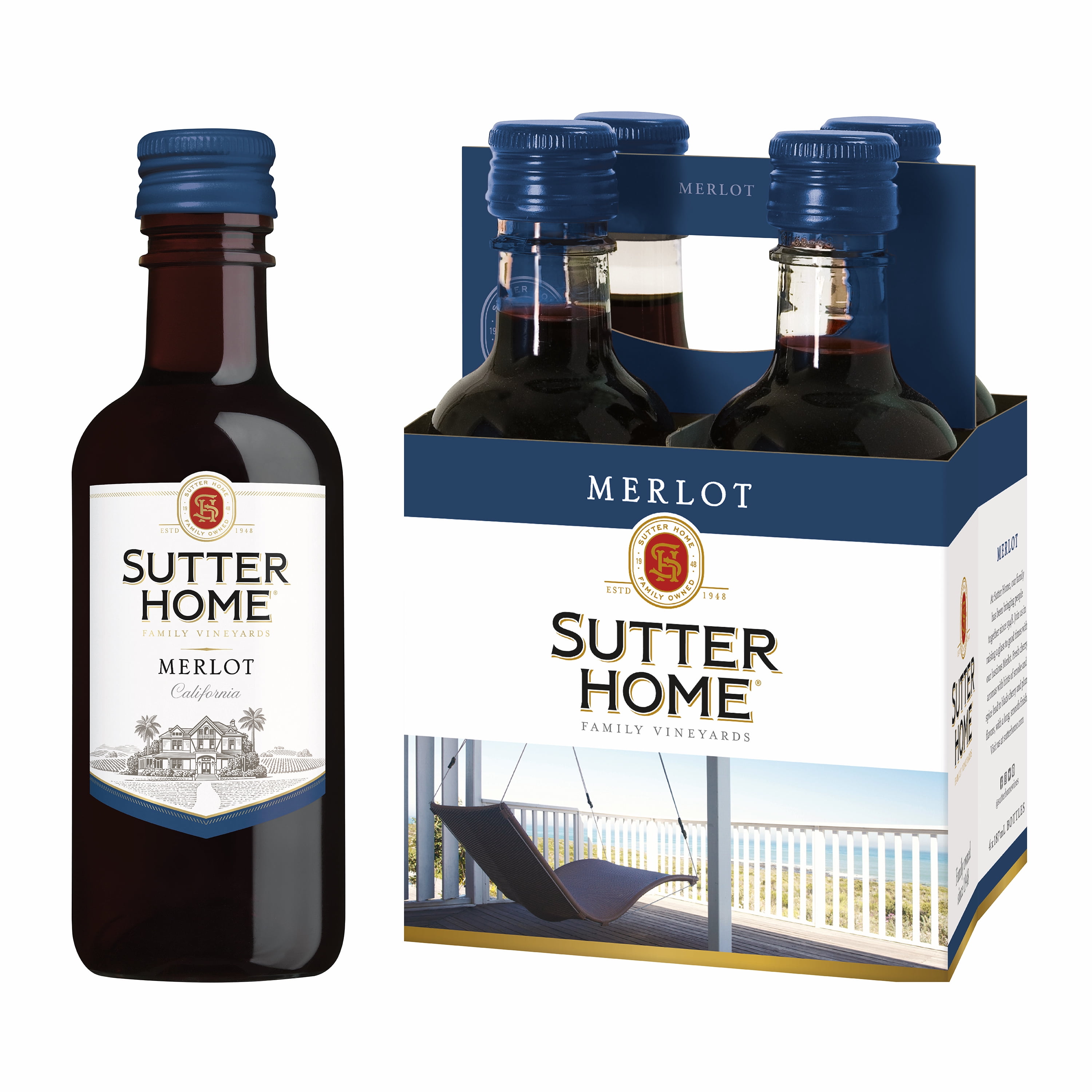 Sutter Home Merlot California Red Wine, 4 Pack