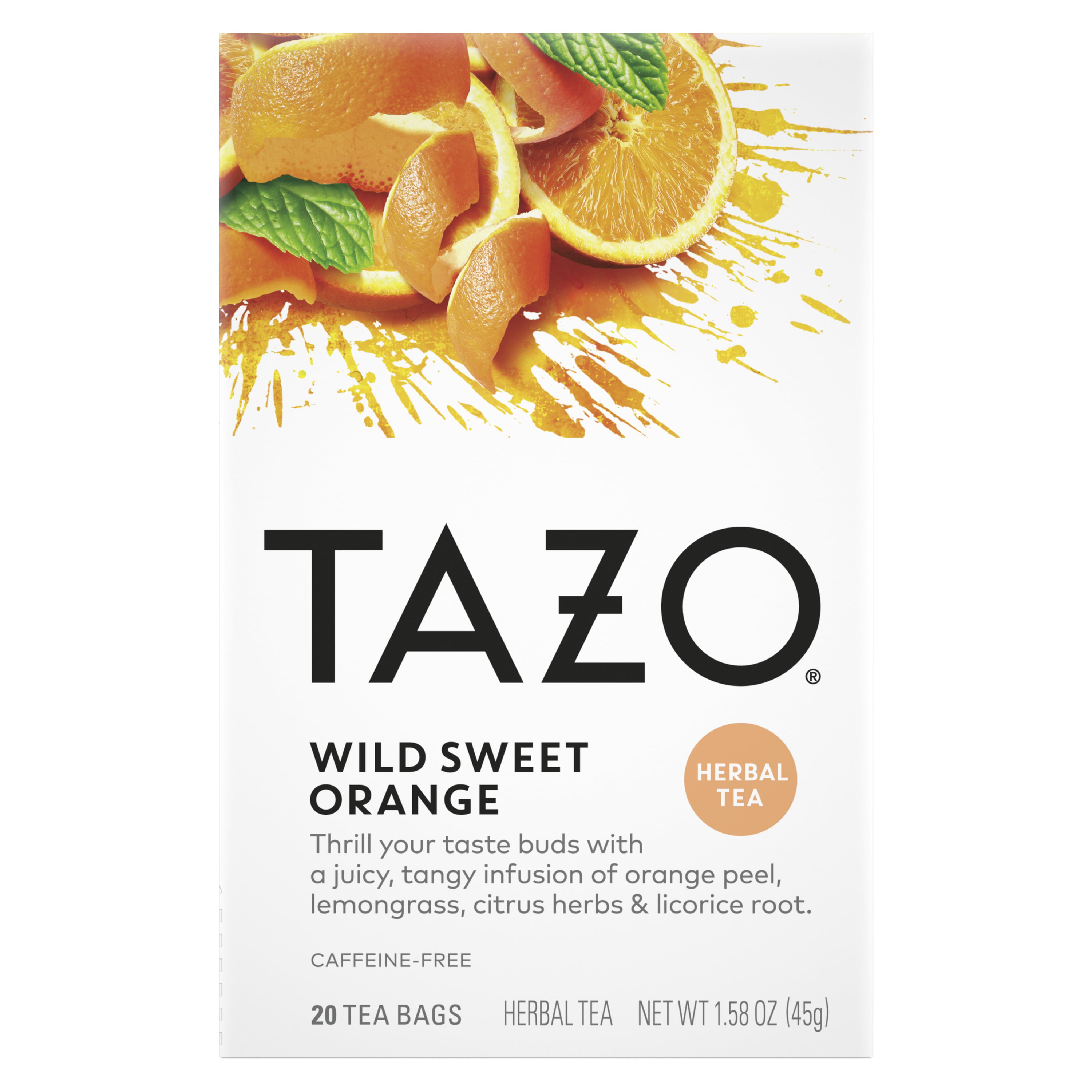 Tazo Caffeine-Free Herbal Tea Filter Bags Wild Sweet Orange - 20 CT
