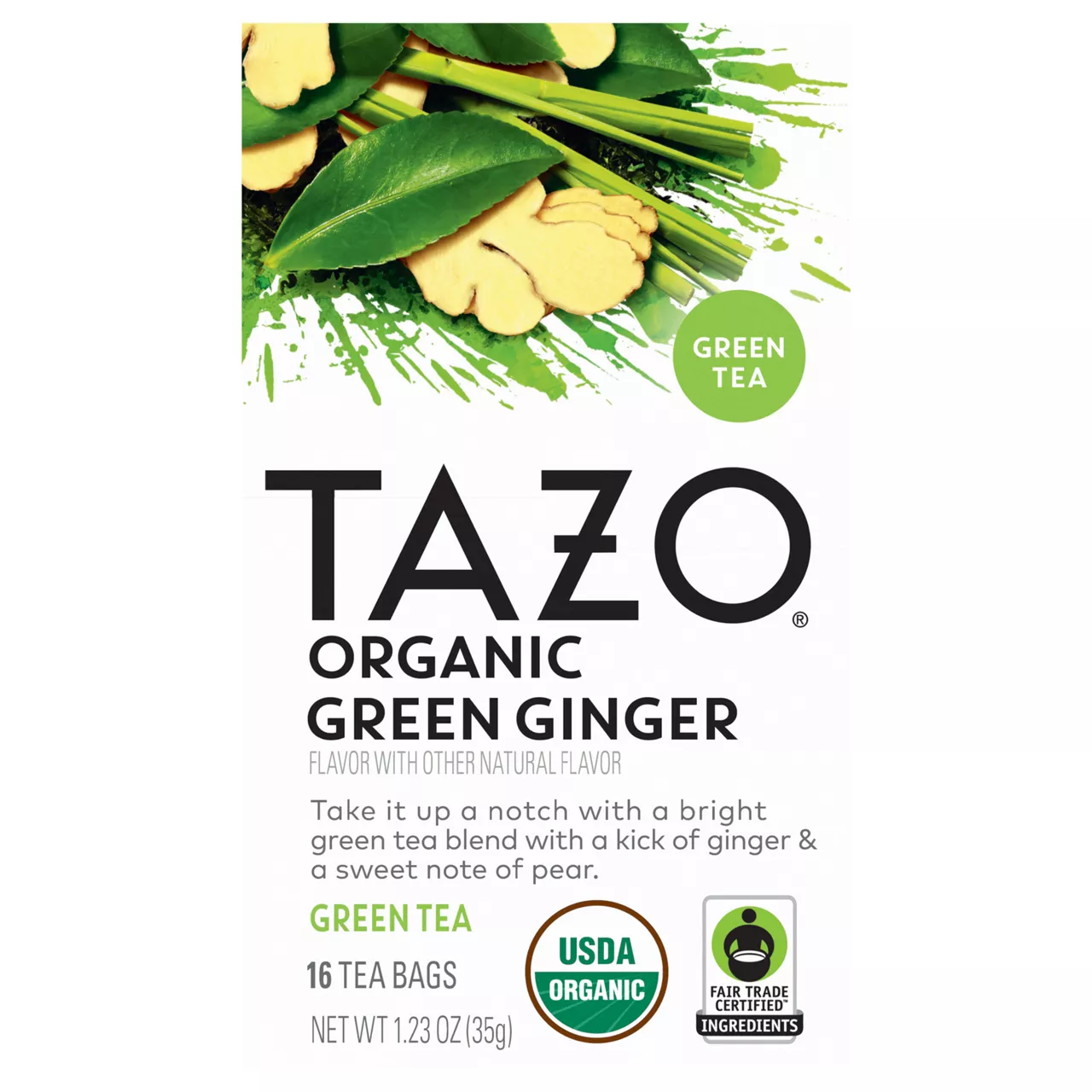 TAZO Tea Green Tea, Organic Green Ginger, Regenerative, Tea Bags