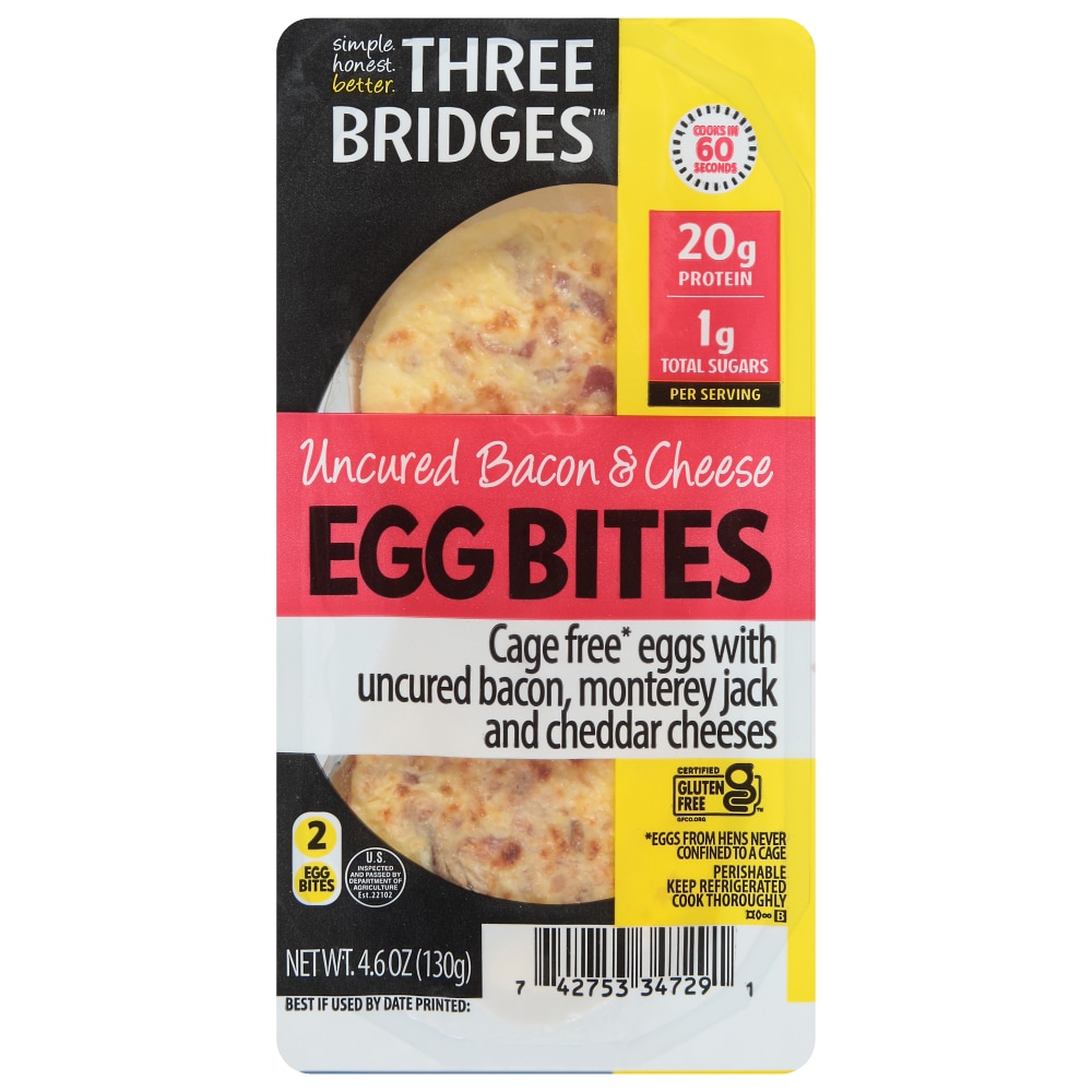 Three Bridges Uncured Bacon & Cheese Egg Bites