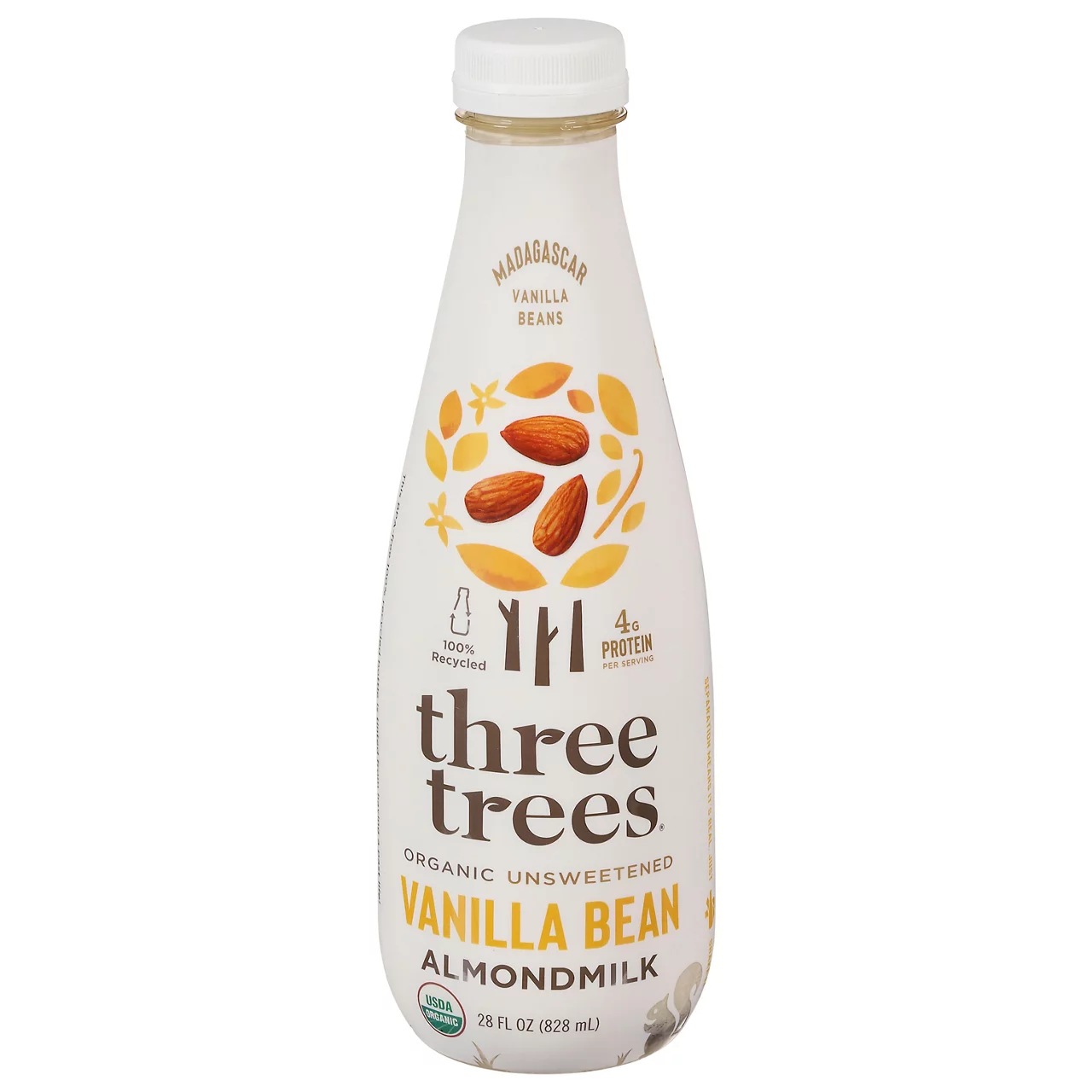 THREE TREES Organic Unsweetened Vanilla Almondmilk, 28 FZ