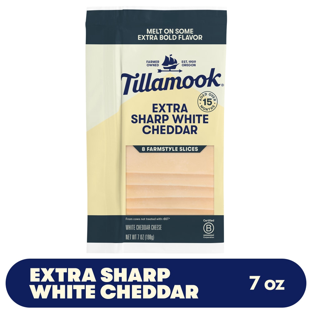 Tillamook Cheese, White Cheddar, Extra Sharp, Farmstyle Slices