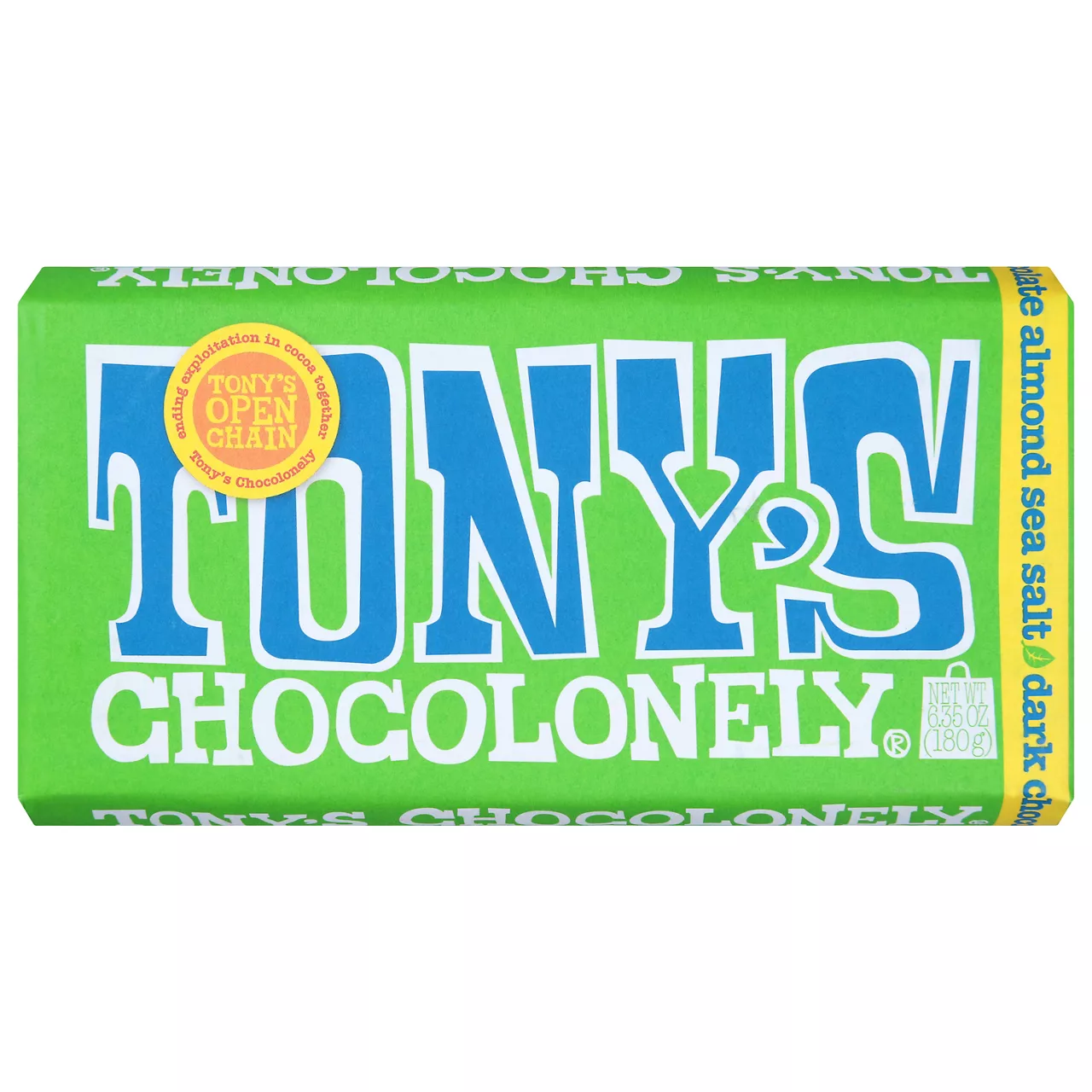 Tony's Chocolonely 51% Dark Chocolate Bar with Almonds and Sea Salt