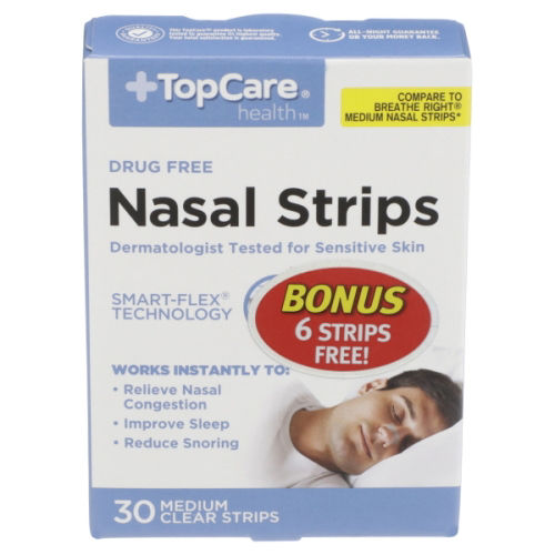 TopCare Health Nasal Strips, Drug Free, Clear, Medium