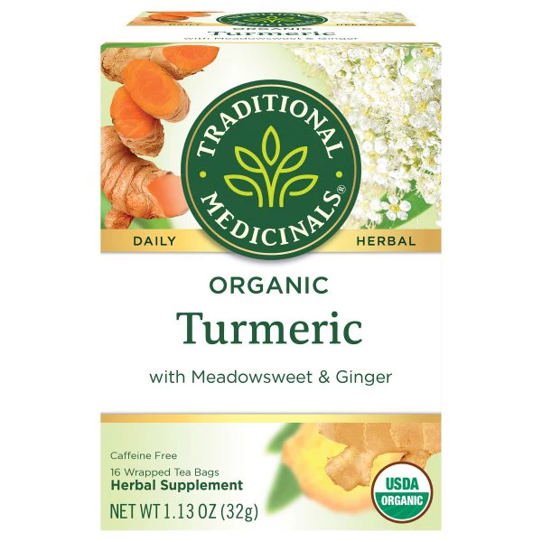 Traditional Medicinals Herbal Supplement, Organic, Turmeric & Ginger with Meadowsweet, Tea Bags