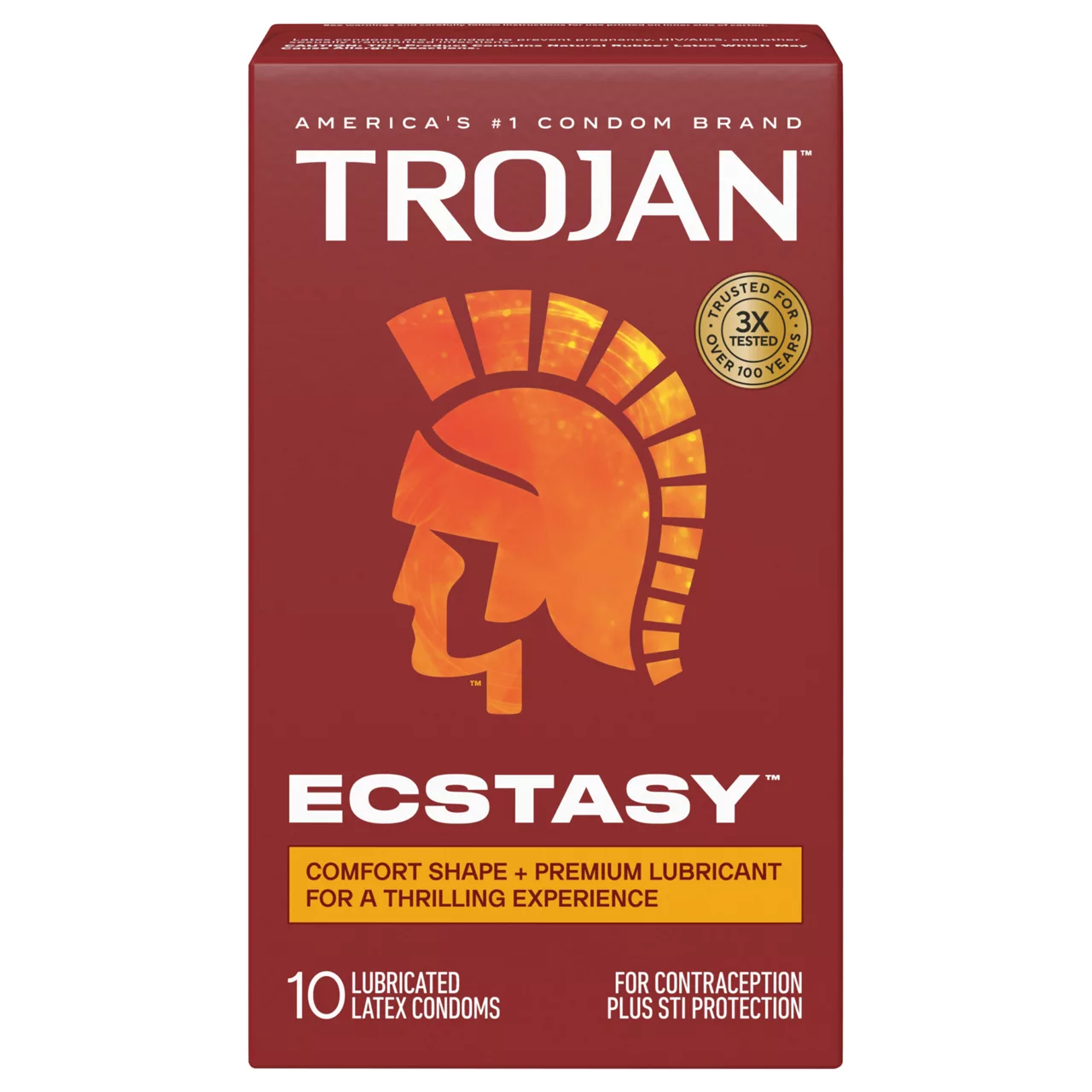 Trojan Ultra Ribbed Ecstasy Lubricated Condoms - 10 Count