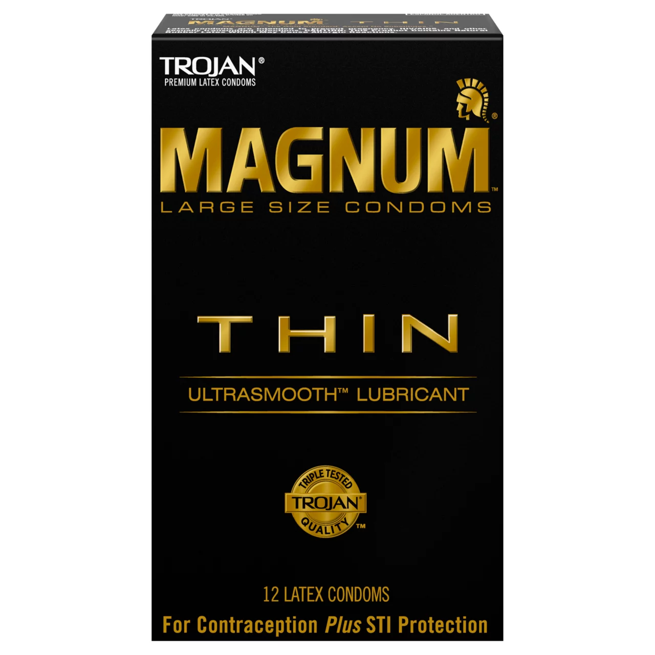 Trojan Magnum Thin Ultrasmooth Lubricant Large Size Latex Condoms - 12 Ct
