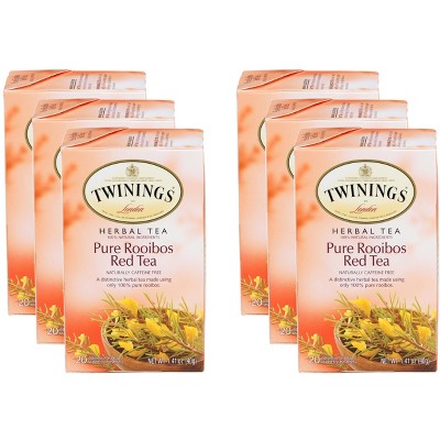 Twinings Pure Rooibos Red Herbal Tea Bags, Caffeine Free, 20 Count Box