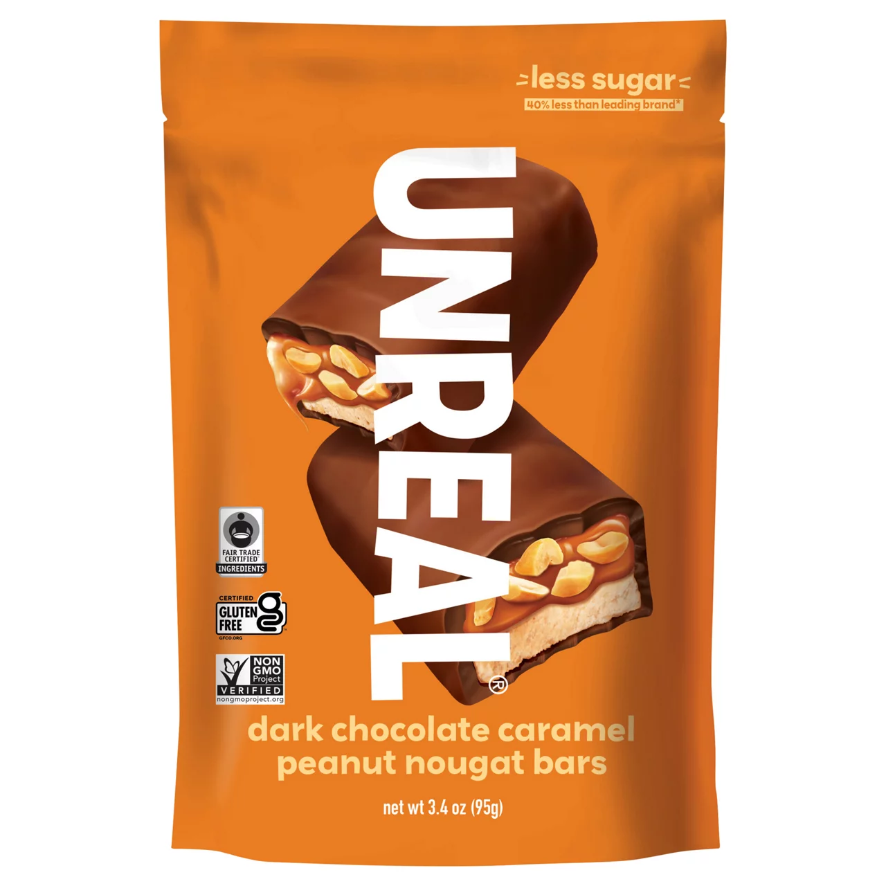 Unreal Dark Chocolate Caramel Peanut Nougat Bars
