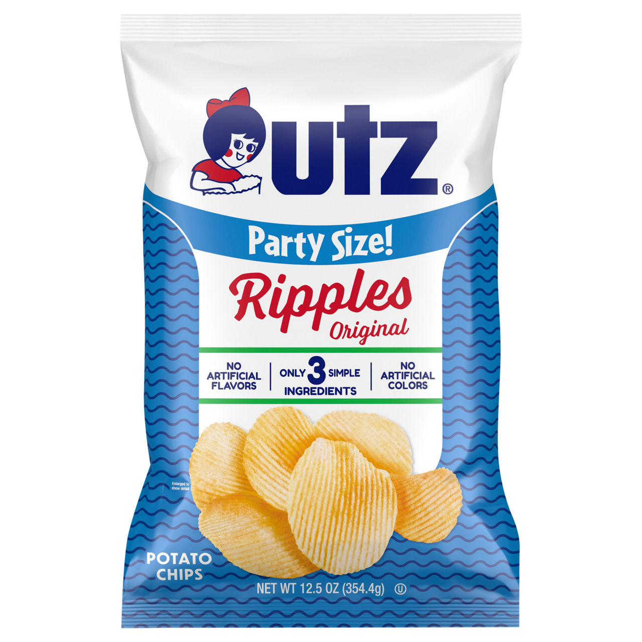 Utz's Potato Chips, Original, Ripples, Party Size