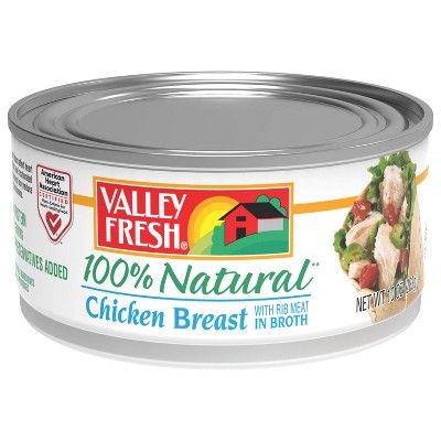 VALLEY FRESH 100% Natural* Chicken Breast with Rib Meat in Water, Shelf Stable