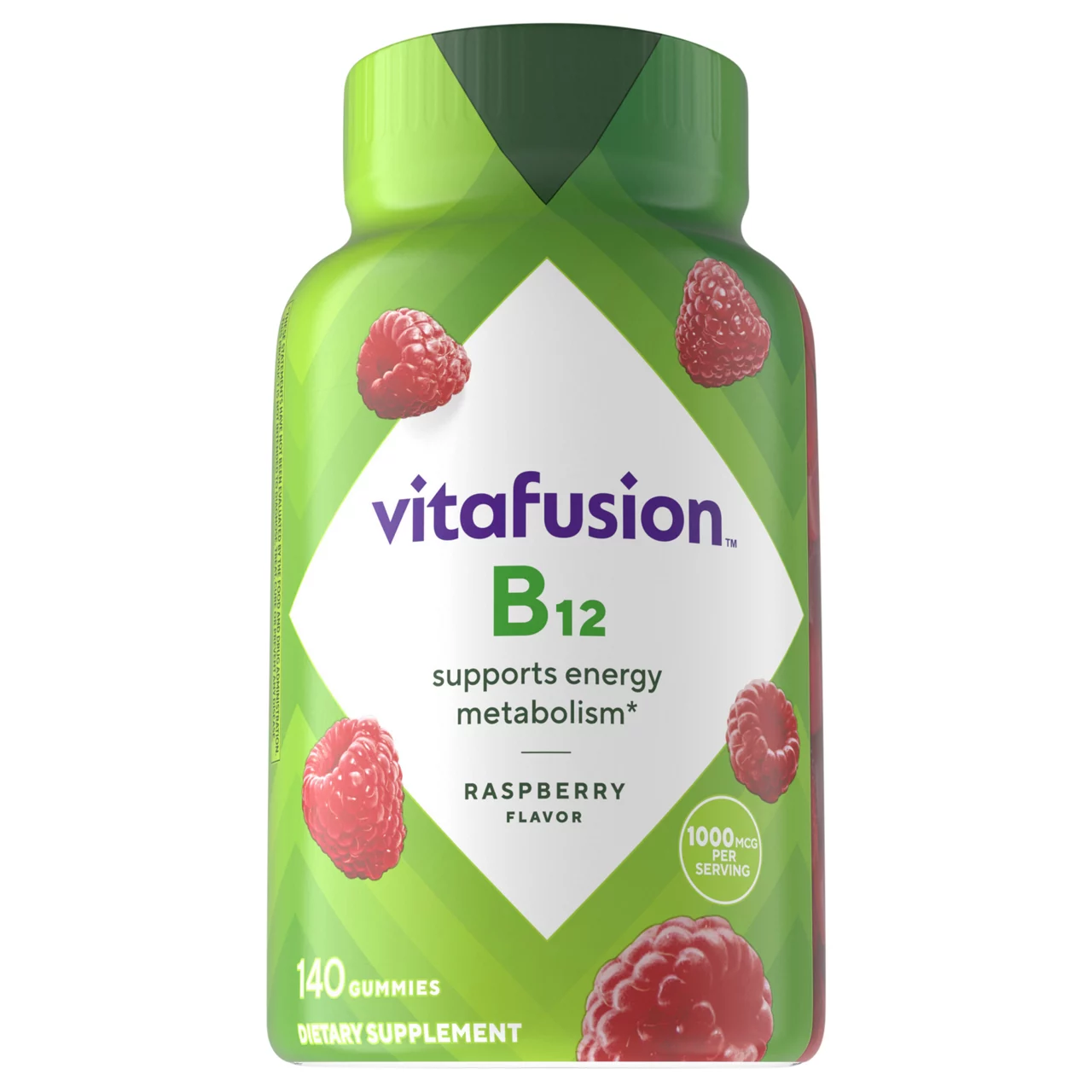 vitafusion Vitamin B12 Raspberry Flavored Gummy Vitamins Energy Support Supplement 1000mcg