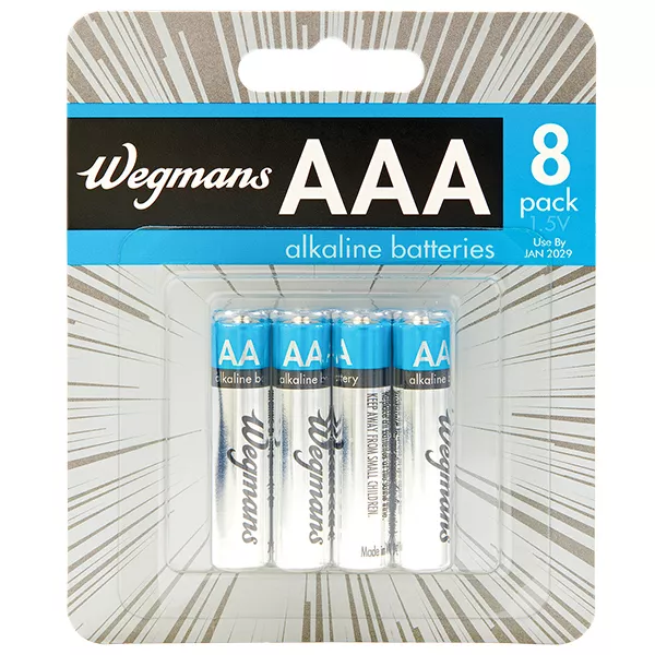 Wegmans AAA Alkaline Batteries, 1.5 Volt, 8 Pack