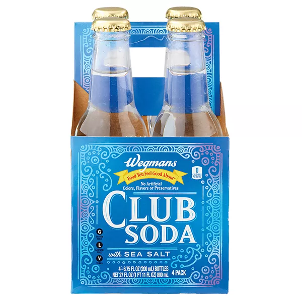 Wegmans Club Soda with Sea Salt, 4 Pack