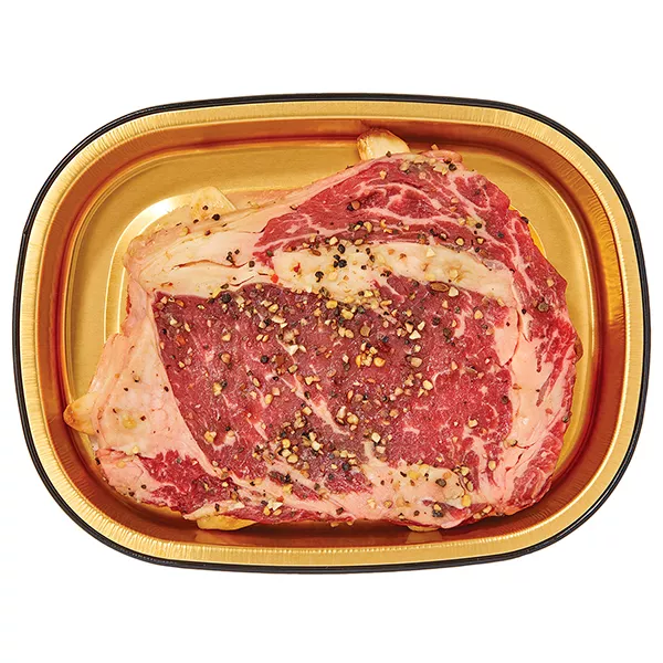 Wegmans Gold Pan Garlic Studded Grass Fed Beef Ribeye Steak, Ready to Cook