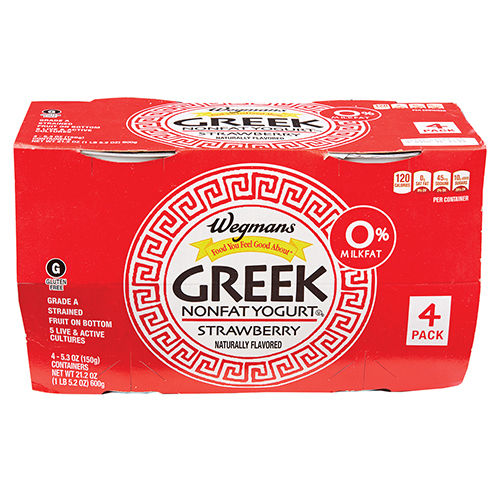 Wegmans Greek Strawberry Nonfat Yogurt, 4 PACK