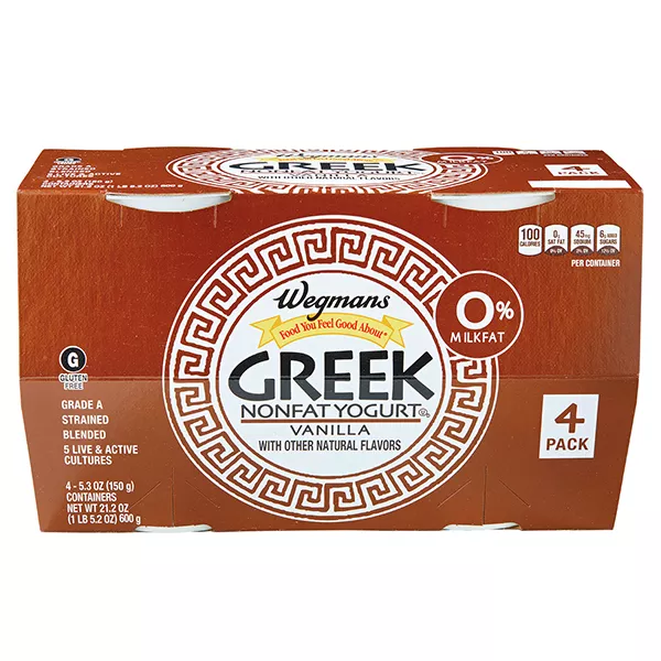 Wegmans Greek Vanilla Nonfat Yogurt, 4 PACK