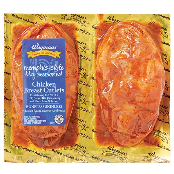 Wegmans Memphis-Style BBQ Seasoned Chicken Breast Cutlets, Raised without Antibiotics