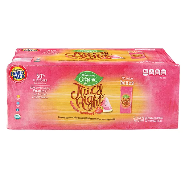 Wegmans Organic Watermelon Strawberry Flavored Juic'd Right Enhanced Juice Beverage Blend Of Three Juices From Concentrate
