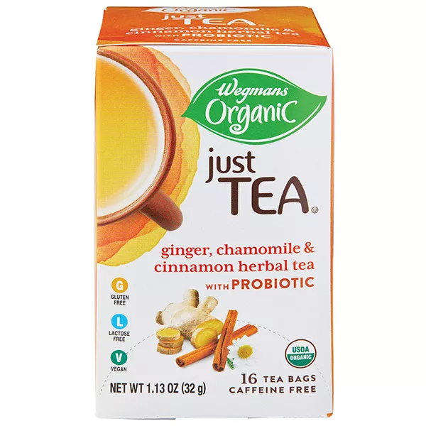 Wegmans Organic Just Tea Ginger, Chamomile & Cinnamon Herbal Tea with Probiotic Tea Bags