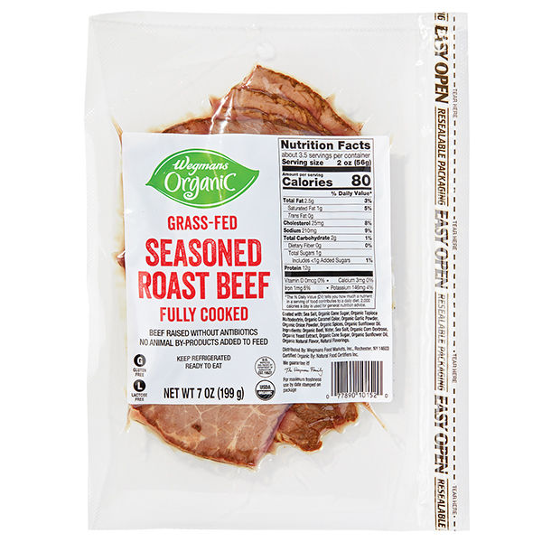 Wegmans Organic Food You Feel Good About Grass Fed Fully Cooked Roast Beef, Pre Sliced