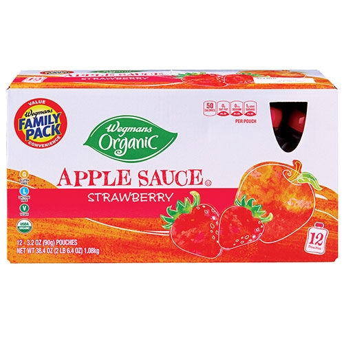 Wegmans Organic Strawberry Applesauce Pouches, 12 COUNT, FAMILY PACK