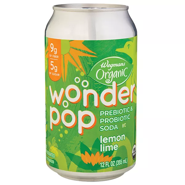 Wegmans Organic Wonder Pop Prebiotic & Probiotic Lemon Lime Soda